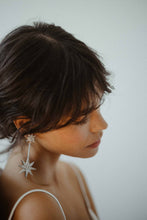 Load image into Gallery viewer, star and moon earrings, wedding earrings, celestial earrings, silver star earrings
