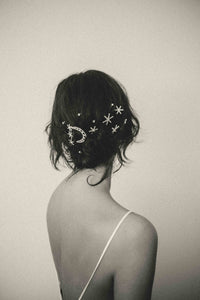 Star and moon clips, celestial accessories, wedding hair, star clips