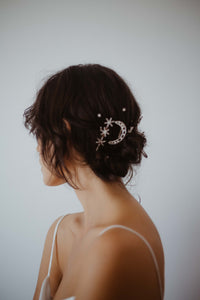 Star and moon clips, celestial accessories, wedding hair, star clips