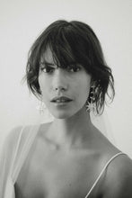 Load image into Gallery viewer, star and moon earrings, gold star and moon earrings, bride, star and moon accessory, veil
