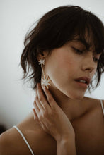 Load image into Gallery viewer, star and moon earrings, gold star and moon earrings, bride, star and moon accessory
