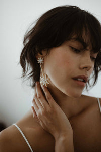 star and moon earrings, gold star and moon earrings, bride, star and moon accessory